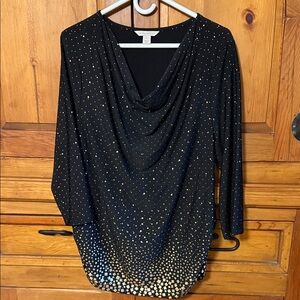 Laura Ashley Black and Gold Drape Neck Blouse